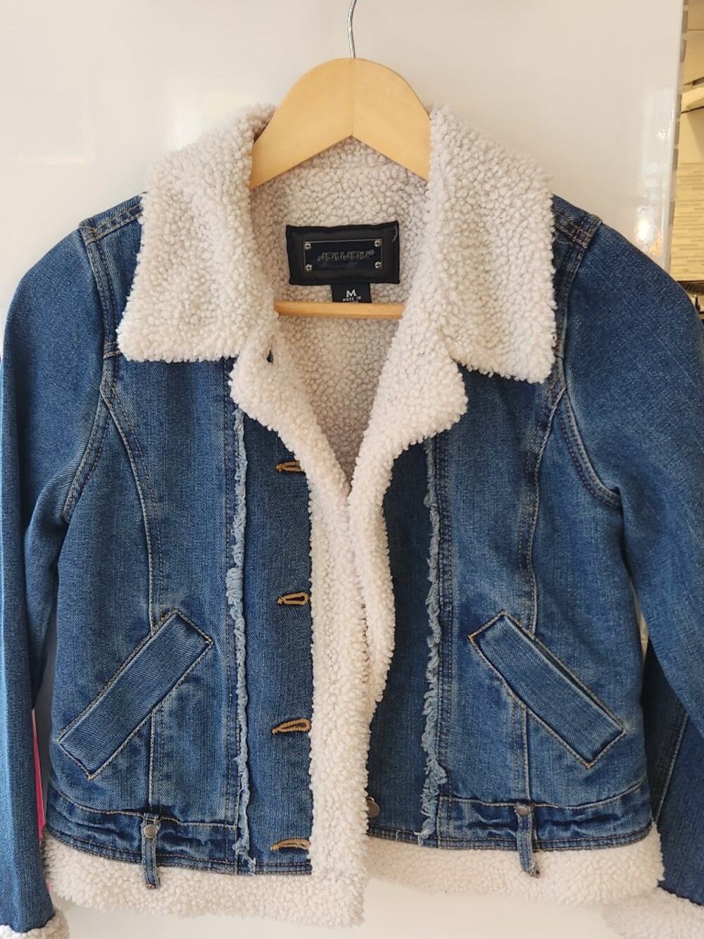 Girls M Sherpa Lined Denim Jacket - Never Worn